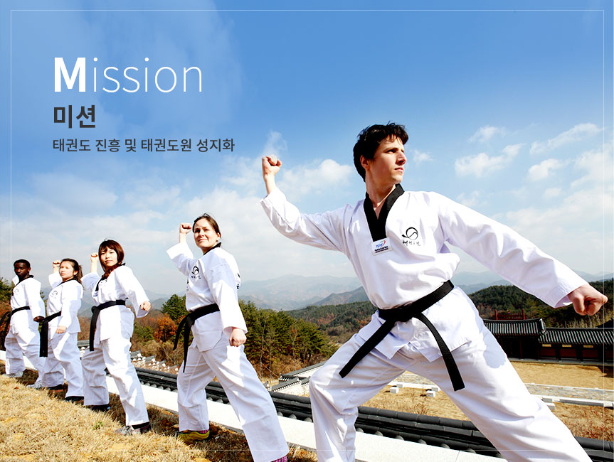 mission. 미션. 태권도 진흥 및 태권도원 성지화